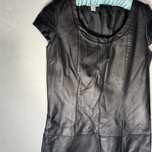 Boston Proper Black Leather Like Mini Dress - Picture 6 of 15